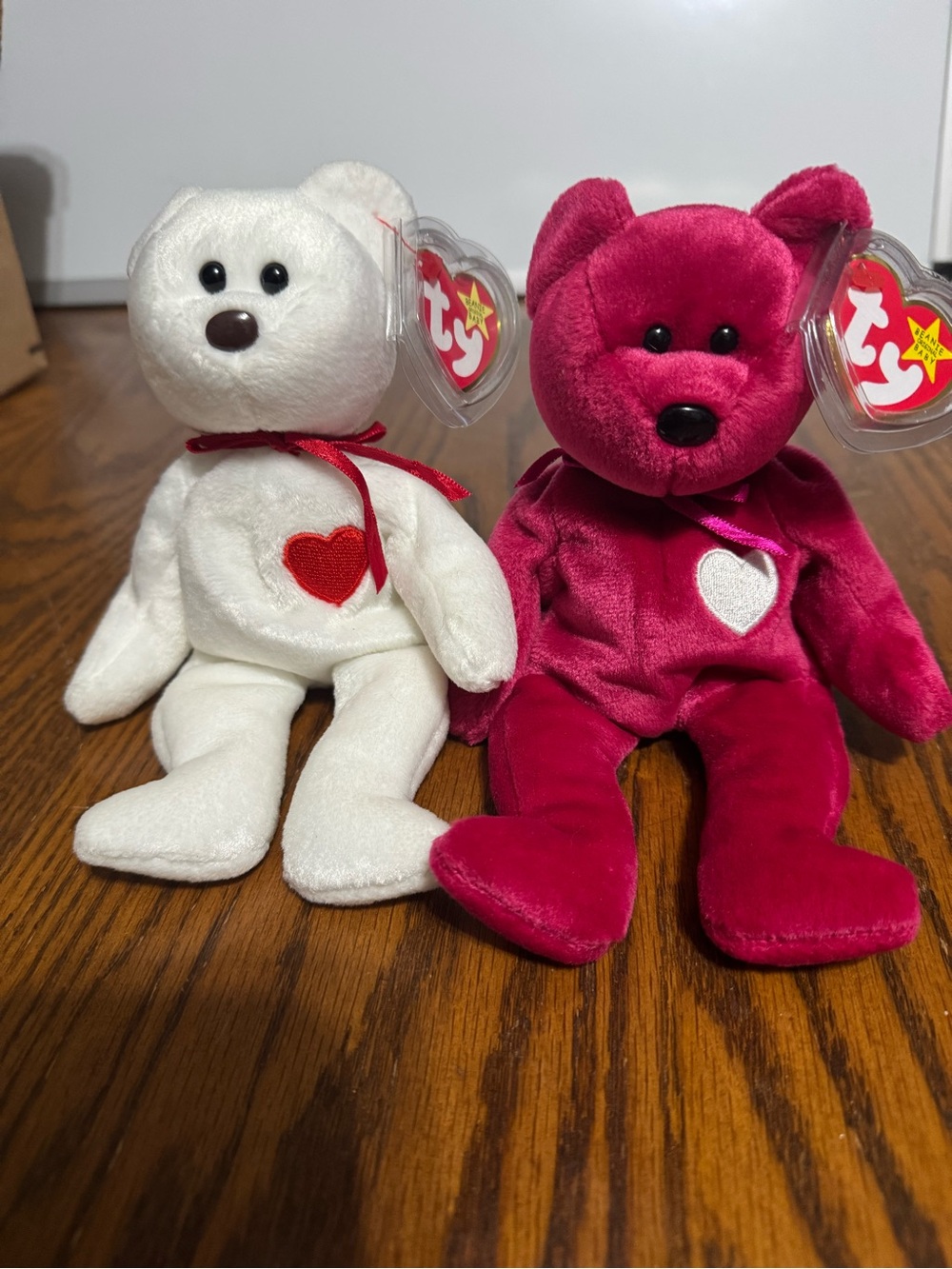 Ty Beanie Babies Valentino & Valentina Bear Pair Valentine Hearts With Tags